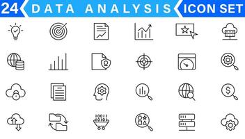 gegevens analyse verwant lijn pictogrammen. bevat zo pictogrammen net zo groot gegevens, verwerken, prestatie en meer vector