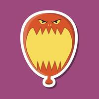 monsterstickers met halloween-ballon. paarse achtergrond. plat ontwerp. halloween-symbolen. vector