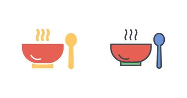 soep, eten, kom, maaltijd, heet, lepel, icoon ontwerp vector
