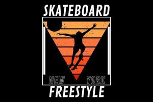 skate board new york freestyle retro vintage design vector