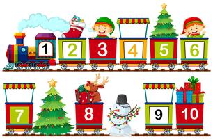 Set van Kerstmis nummer op trein vector