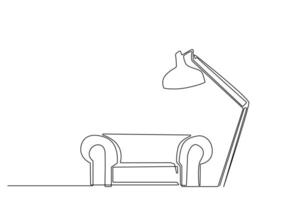 fauteuil lamp luxe kom tot rust tijd boek lezing hoek voorwerpen een lijn kunst ontwerp vector