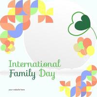 Internationale familie dag plein spandoek. modern meetkundig abstract achtergrond in kleurrijk stijl voor familie dag. gelukkig familie dag groet kaart Hoes met tekst. mei de liefde van de familie worden Super goed vector