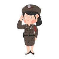 tekenfilm karakter van Thais Politie vrouw vector