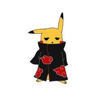 Pokemon karakter pikachu tekenfilm cosplay akatsuki uniform vector