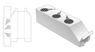 hoek lange doos met kerstballen gestanst sjabloon voor vensters vector