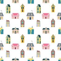 naadloos patroon met stad- huizen Aan wit achtergrond vector
