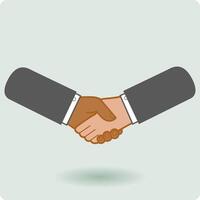 zwart en wit zakenlieden beven handen. een handdruk en transactie tussen twee zakenlieden. bedrijf handdruk. vector