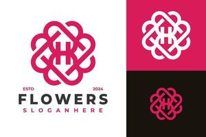 brief h bloemen logo ontwerp symbool icoon illustratie vector