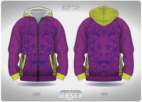 eps Jersey sport- overhemd .limoen groen leeuw kunst patroon ontwerp, illustratie, textiel achtergrond voor sport- lang mouw capuchon vector