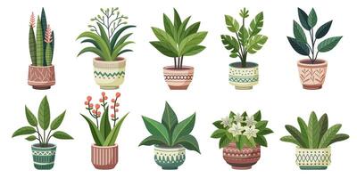 set van potplanten vector