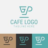 grafisch ontwerp, brief gp logo, koffie winkel logo ontwerp vector