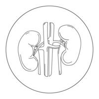 menselijk nier intern organen lijn tekening, logo embleem icoon ontwerp. medisch anatomisch concept met de contour van een menselijk orgaan Aan wit achtergrond. zwart en wit illustratie vector