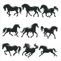 paard silhouet illustratie bundel verzameling vector