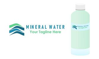 mineraal water logo ontwerp sjabloon met mineraal fles ontwerp. vers water van bergen logo concept. illustratie. vector