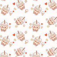 kawaii schattig patroon met boba bubbel melk thee Aan wit achtergrond. vector