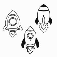 hand- getrokken raket tekening icoon. hand- getrokken zwart schets.plat ontwerp. vector