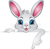 schattig konijn tekenfilm met een blanco teken geïsoleerd Aan een wit achtergrond. illustratie. vector