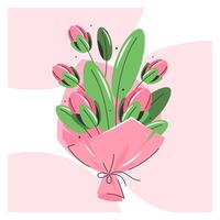 groet kaart voor vrouwen dag, verjaardag en moeders dag. boeket met voorjaar bloemen. illustratie vector
