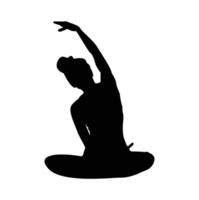 Internationale yoga dag. 21 juni yoga dag banier of poster met vrouw in lotus houding. 21 juni- Internationale yoga dag, vrouw in yoga lichaam houding. vector