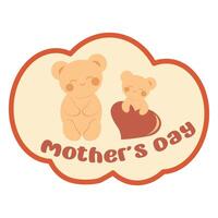 schattig teddy beer in kawaii stijl geeft mam een hart. minimalistisch kaart met een inscriptie. sticker. moeder dag concept. vector