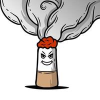 rook hand- getrokken illustratie, sigaret mascotte vector