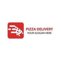 pizza leveren logo. stuk van taart Fast food teken concept. creatief koerier onderhoud icoon bar, pizzeria, restaurant, cafe lunch. geïsoleerd abstract grafisch ontwerp sjabloon. vector