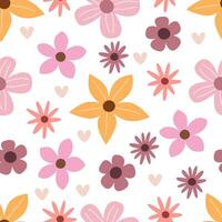 naadloos patroon met tekenfilm bloemen. vector