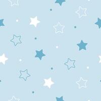 naadloos patroon met sterren en polka stippen. schattig, baby ontwerp voor nieuw jongen. patroon voor kinderkamer decor, voor baby's vector