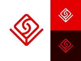 brief s logo sjabloon in de vorm van een roos van bewerkbare rood lijnen vector