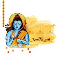 gelukkig RAM navami Indisch traditioneel festival goddelijk kaart met heer rama vector