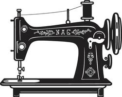 chique stiksel zwart ic naaien machine in elegant versieringen zwart naaien machine vector