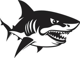 woest vinnen zwart voor zwart haai onderwater- dominantie elegant zwart haai embleem vector