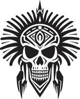 geestelijk essence tribal schedel masker lijn kunst in zwart ingewikkeld schaduwen elegant tribal schedel lijn kunst in zwart vector