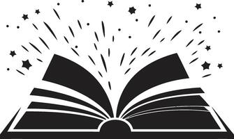 geopend boek elegantie elegant logo voor literair in beroep gaan kennis onthuld donker icoon met ingewikkeld boek ontwerp vector