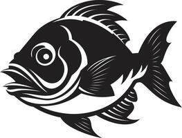 meedogenloos jager elegant logo met woest piranha kunst kaken van chaos chique zwart icoon illustratie voor een boeiend merk vector