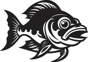 woest water beest hedendaags embleem met een modern twist noir piranha aanval elegant zwart icoon voor een opvallend merk identiteit vector