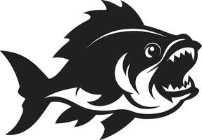 scheermes tanden ontketend hedendaags logo met elegant piranha roofzuchtig dwingen ingewikkeld zwart icoon illustratie voor modern branding vector