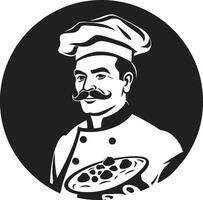 pizza kunstenaarstalent ontketend elegant zwart embleem voor modern branding smaakvol creatie elegant logo met ingewikkeld culinaire kunst vector