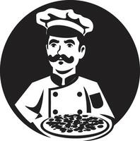 ambachtelijk pizzaiolo elegant icoon met strak pizza silhouet hartig plak ontketend donker icoon voor een boeiend beeld vector