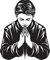 vroom portretten bidden Mens handen icoon ontwerp in zwart geestelijk kalmte zwart bidden handen icoon vector