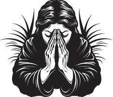 soulvol silhouetten elegant bidden handen logo voor Dames heilig schaduwen zwart icoon ontwerp van bidden dames handen vector