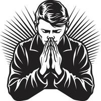 rustig eerbetuigingen bidden handen icoon ontwerp in zwart etherisch belichaming elegant bidden Mens handen vector