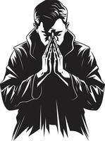 sereen symboliek zwart ontwerp van bidden handen goddelijk dynamiek bidden Mens handen logo in zwart vector