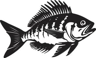woest kader embleem zwart icoon ontwerp voor roofdier vis skelet schimmig wervelkolom symbool zwart logo voor roofdier vis skelet vector