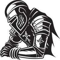 overschaduwd leed elegant zwart verdrietig ridder soldaat logo rouw schildwacht zwart icoon ontwerp voor verdrietig ridder soldaat logo vector