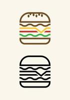 enkele hamburger pictogram gekleurd. lijn hamburger illustratie vector