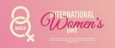 internationale vrouwendagbanner met symbool. landschapsontwerp, vector in roze achtergrond