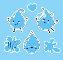 schattig water druppels tekens set. vlak stijl sjabloon voor sticker, lapje, kenteken. vector