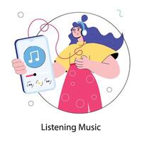 modieus luisteren muziek- vector